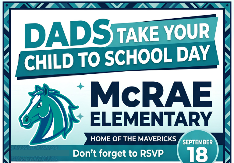 Dear MRE Families,  We will be celebrating "Dads Take Your Child to School Day" on Friday, September 18th in accordance with the Florida Department of Education state event day. We encourage all of our Dads or Father Figures to bring your child for morning drop off on that day!    Dads will check in the Front Office and will walk their child to class. Parents will NOT be permitted to enter the classroom.   In order to make this event run smoothly, we are asking that you RSVP to this event. If you have not already had your Driver’s License scanned into Raptor at the school, we encourage you to stop by the Front Office prior to this event to do so. CLICK THIS LINK TO RSVP  WHO: Dads and Father Figures WHAT: Dads Take Your Child to School Day WHEN: Friday, September 18th from 8:00-8:20am