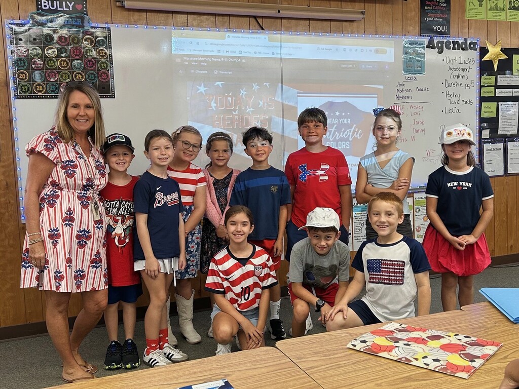 ❤️🤍💙 Honoring our heroes.  We are so grateful for our Manatee students, teachers, and staff who wore Red, White, and Blue for 9/11 Hero’s Day. Standing together as a unified school community, we pay tribute to the lives lost on this tragic day and honor the incredible courage of the first responders who risked everything to save others.  Thank you to everyone who joined us in remembering and honoring these brave individuals.