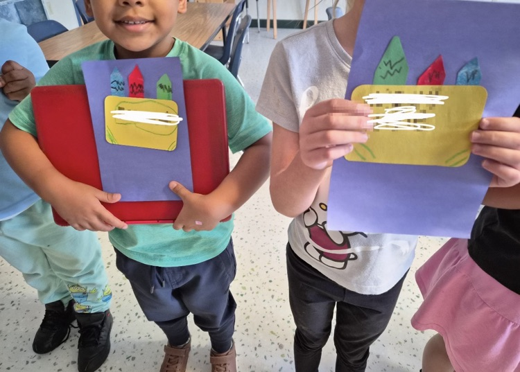 Students with their Art working on art elements