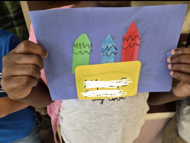 Students with their Art working on art elements