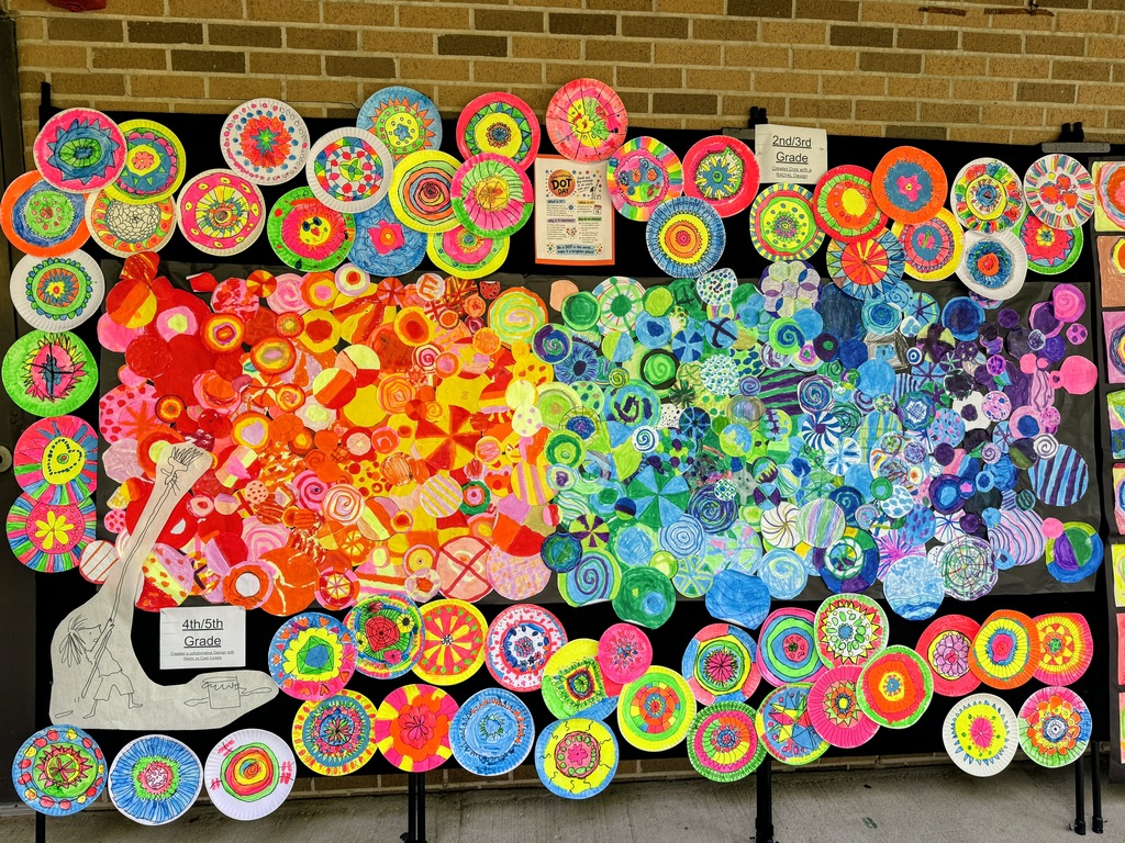 Spotlight on! 🎨✨ Our talented Paterson Elementary artists just turned the outdoors into a massive gallery for International #DotDay! 🔴🟡🔵 After months of hard work, students across all grades showcased their incredible masterpieces inspired by Peter H. Reynolds’ The Dot—a story all about making your mark, getting creative, and spreading kindness. Swipe to check out some of their awesome work! ➡️👇