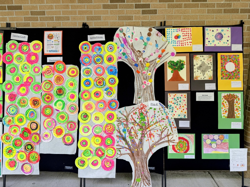Spotlight on! 🎨✨ Our talented Paterson Elementary artists just turned the outdoors into a massive gallery for International #DotDay! 🔴🟡🔵 After months of hard work, students across all grades showcased their incredible masterpieces inspired by Peter H. Reynolds’ The Dot—a story all about making your mark, getting creative, and spreading kindness. Swipe to check out some of their awesome work! ➡️👇