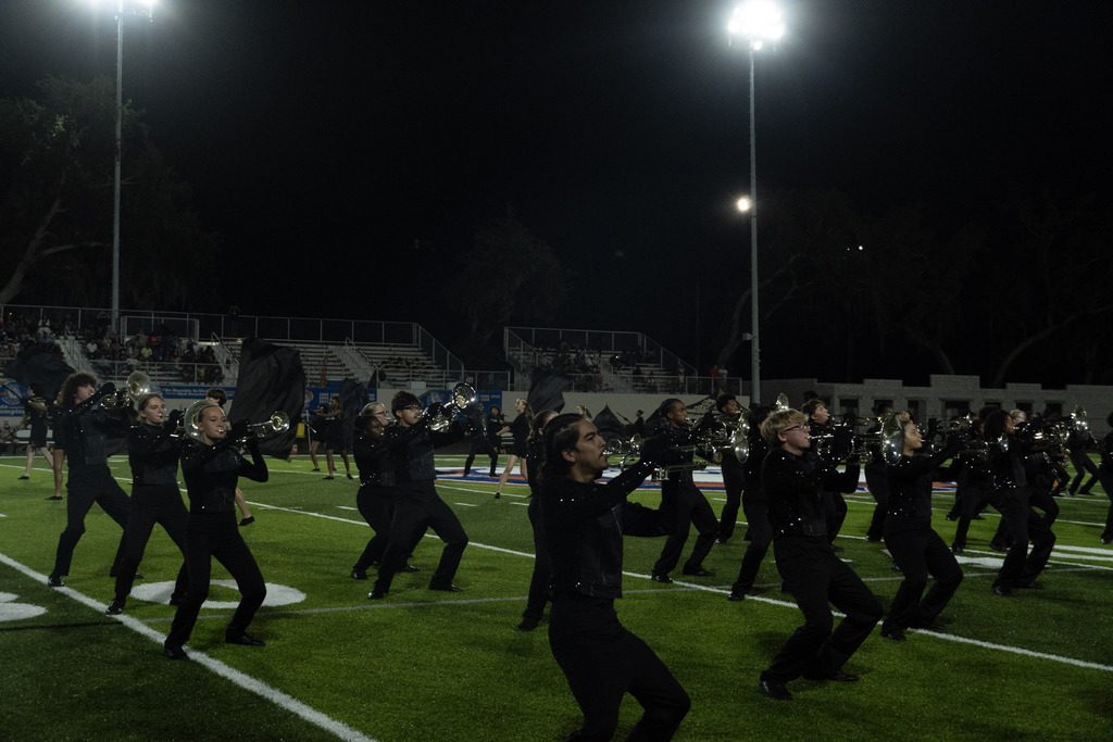 OHS vs. Bolles Football Game with players, band, and cheerleaders
