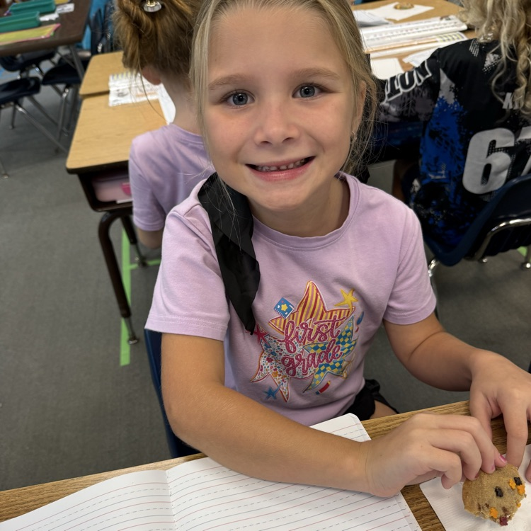 student with cookie for math visual