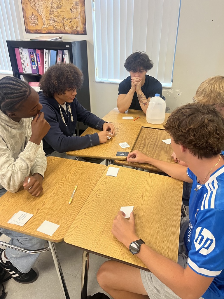 Students in Mr. Stuard’s AP English Language classes put their understanding of tone into practice through an engaging card-based activity. Students took turns drawing tone words while their classmates analyzed scenarios and identified how specific language choices conveyed each tone. The activity encouraged collaboration, critical thinking, and thoughtful analysis.