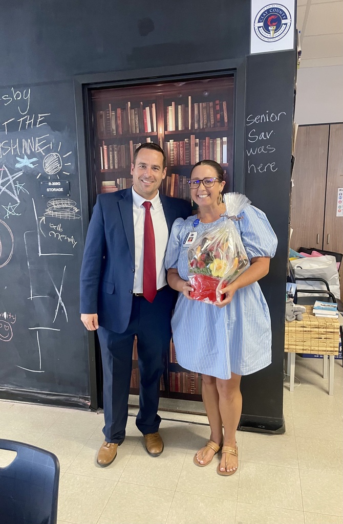 Mr. Fluent with Mrs. Stalvey, OHS Teacher of the Year