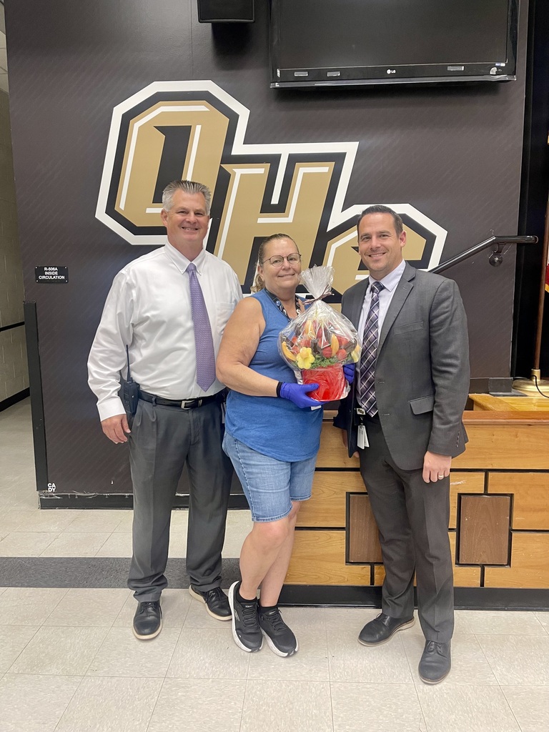 Mr. Fluent, Mrs. Linscomb with OHS School Related Employee of the Year