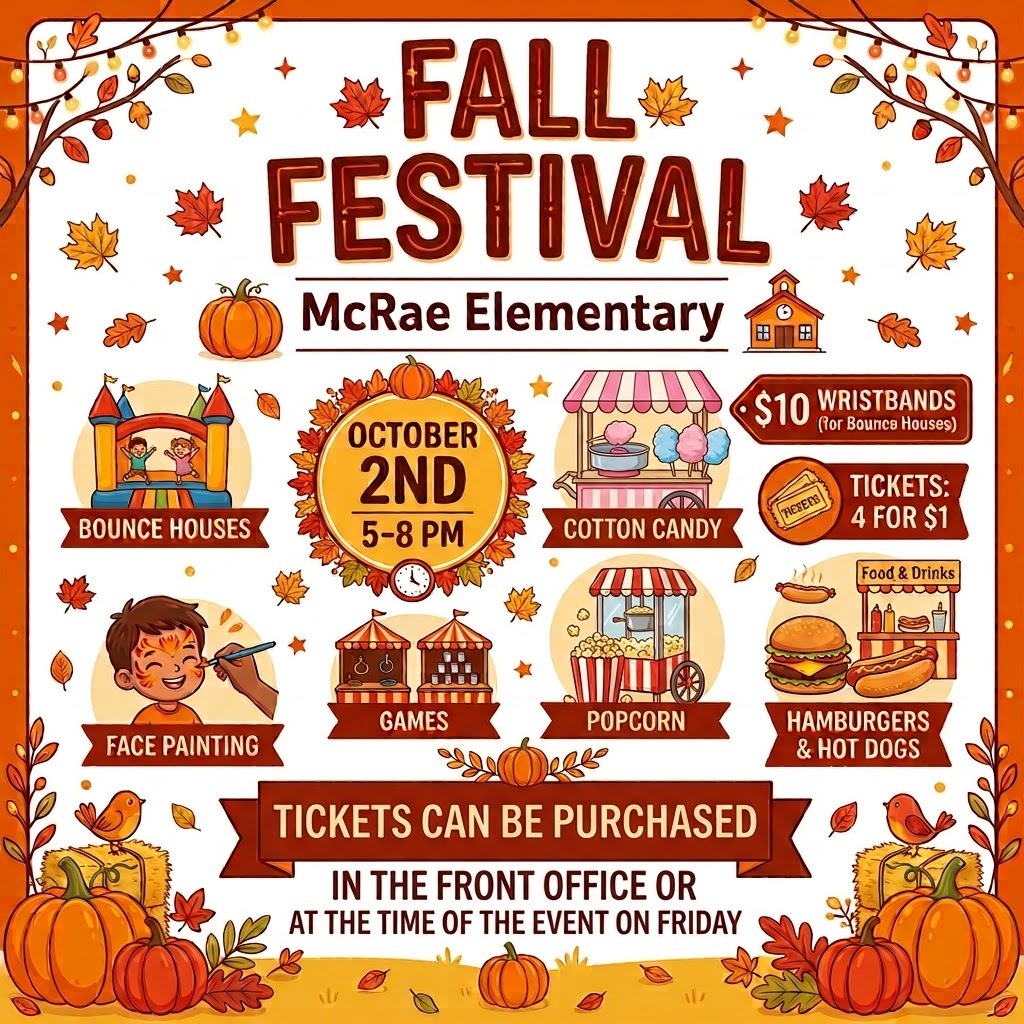 Fall Festival is October 2nd from 5-8.
