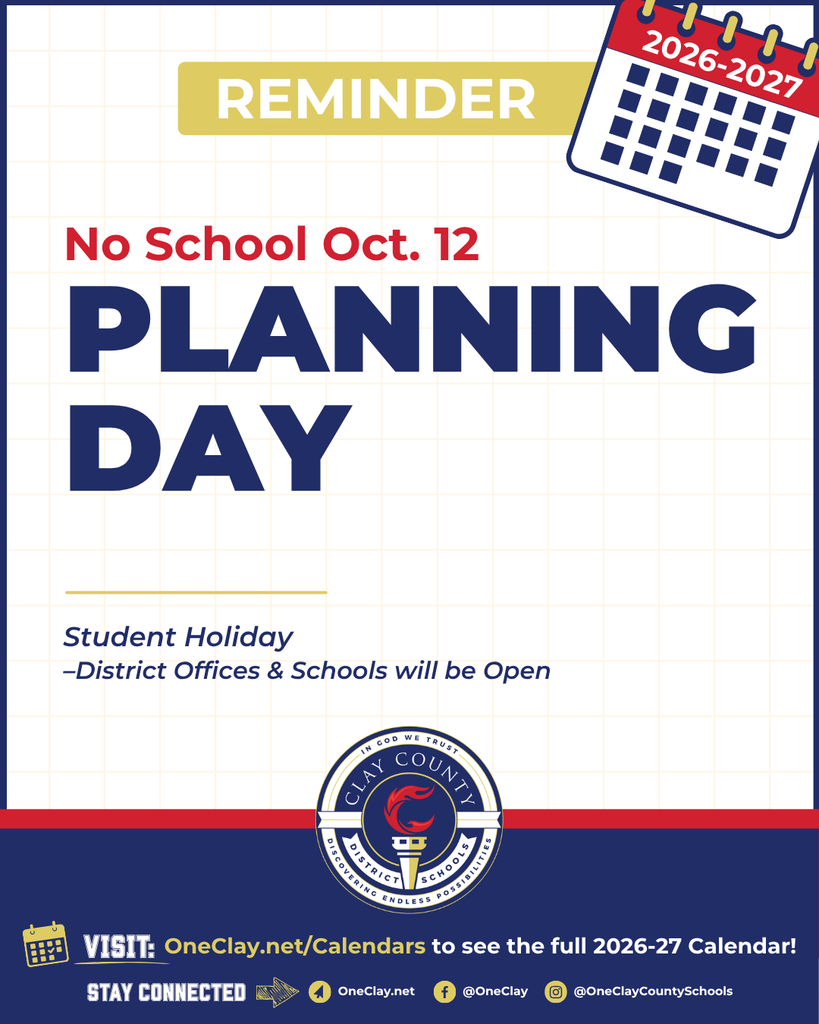 Poster with a white background and a red border. It says "Reminder: No School Oct. 12 Planning Day".