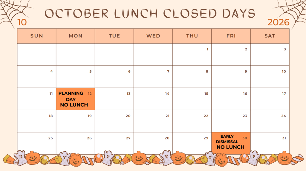 October Lunch- Closed Days