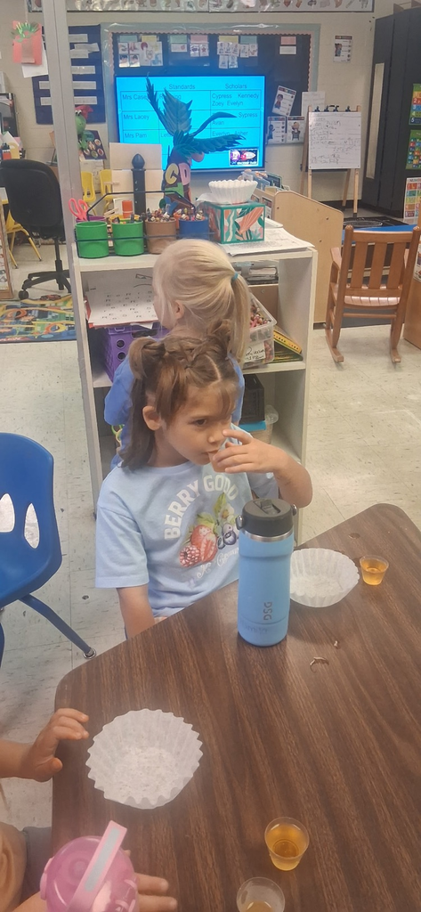 VPK student trying Apple cider or juice 