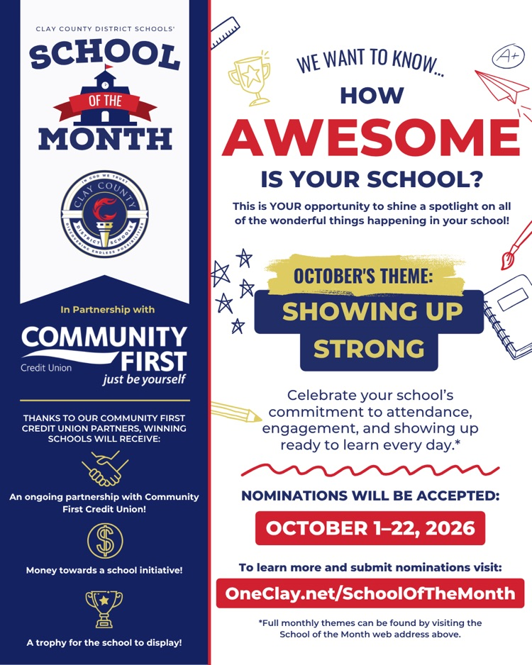flyer about school of the month
