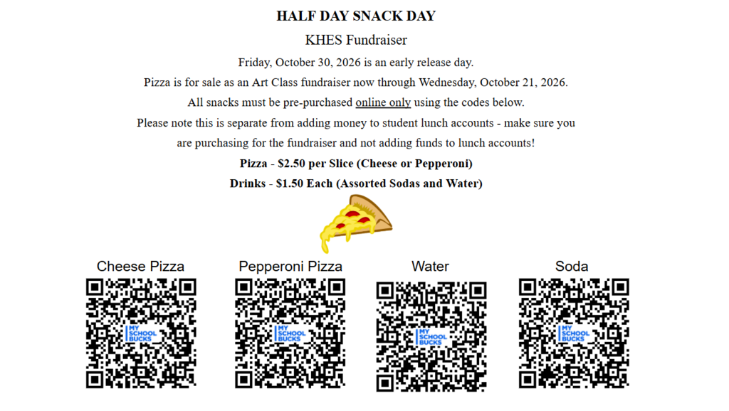 Flyer about pizza day fundraiser