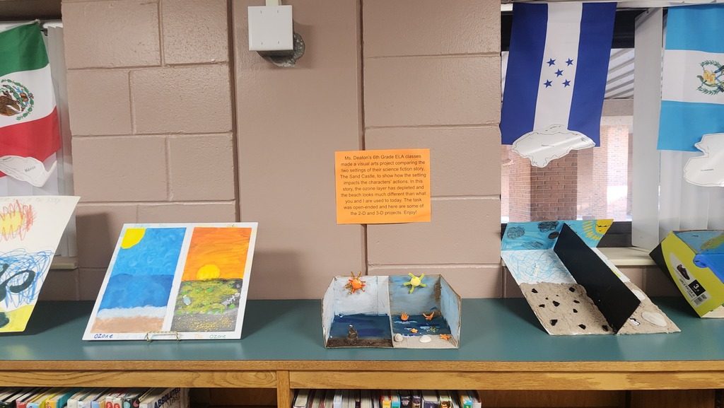 Student artwork is displayed