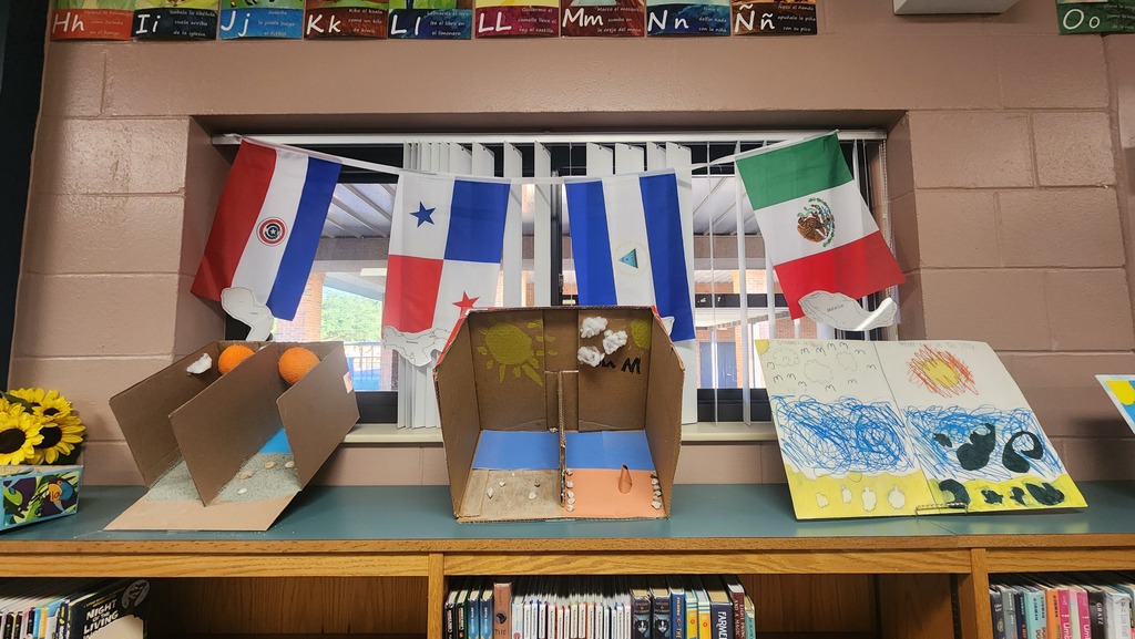 Student artwork is displayed