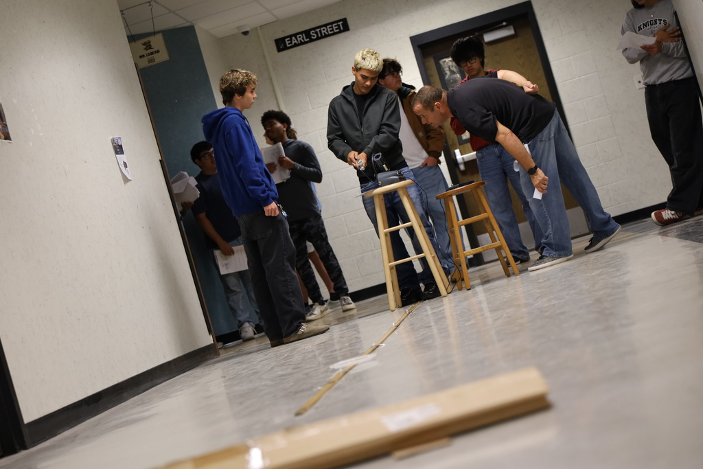 Physics in action at Oakleaf High School! Students in Mr. Laberis’s AICE Physics class putting their projectile motion skills to the test with a one-shot challenge.