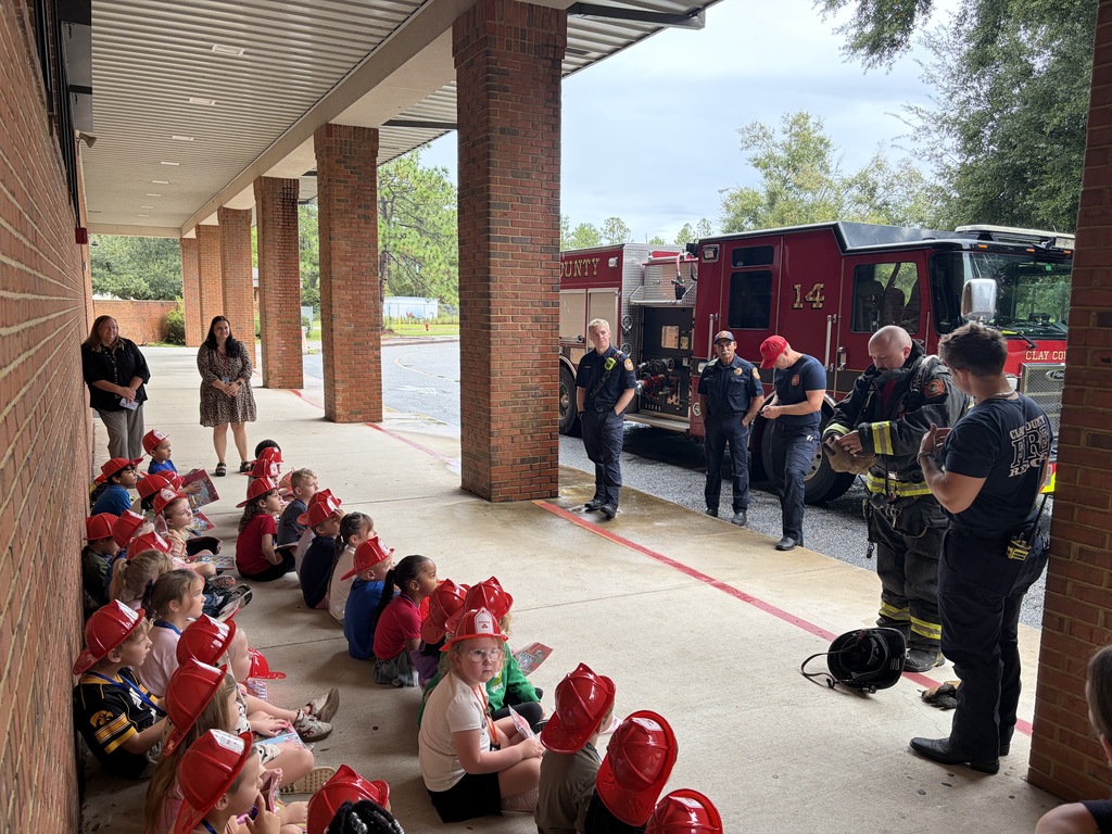 Students and fire fighters