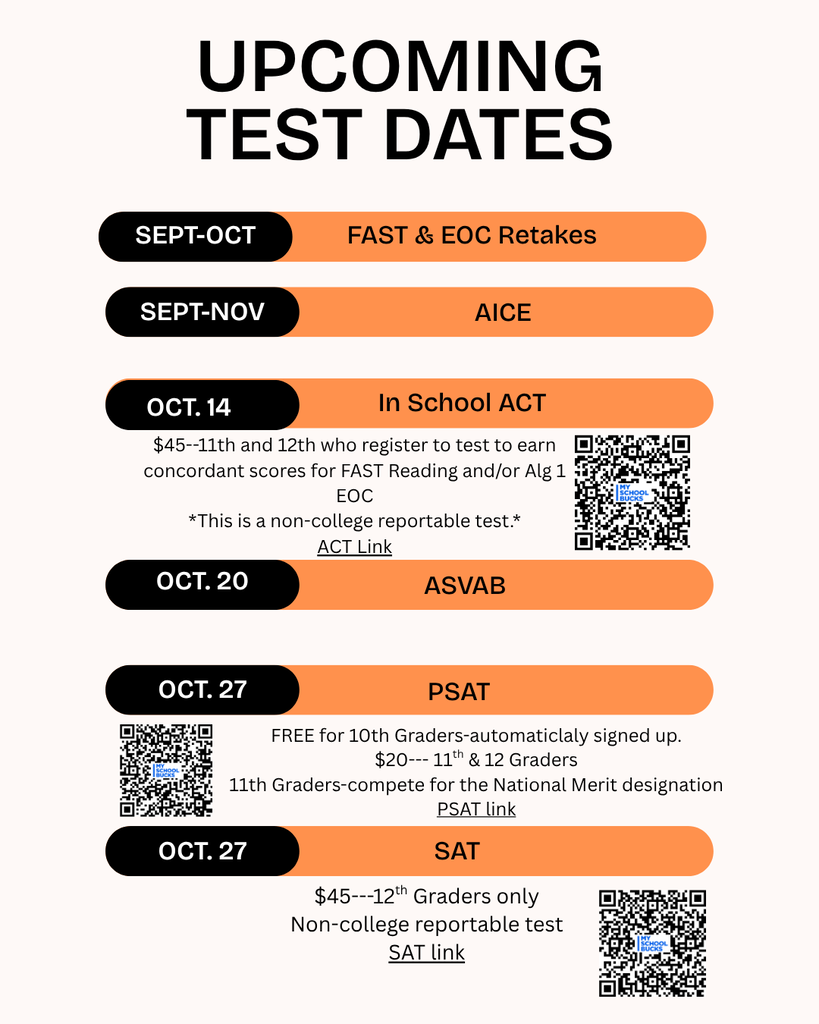 Upcoming Testing Dates Flyer