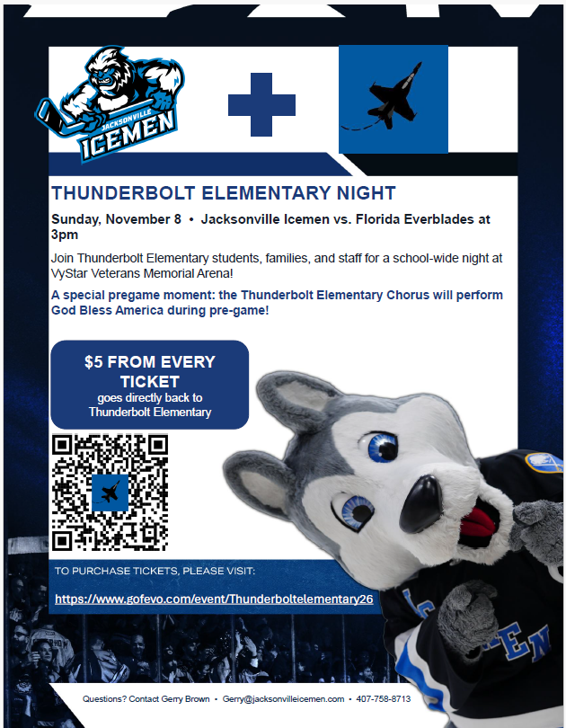 Thunderbolt Elementary Chorus to Perform at Icemen Hockey Game on 11/8!