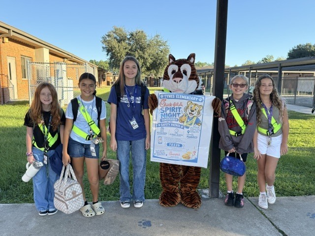 Safety patrols with tiger mascot
