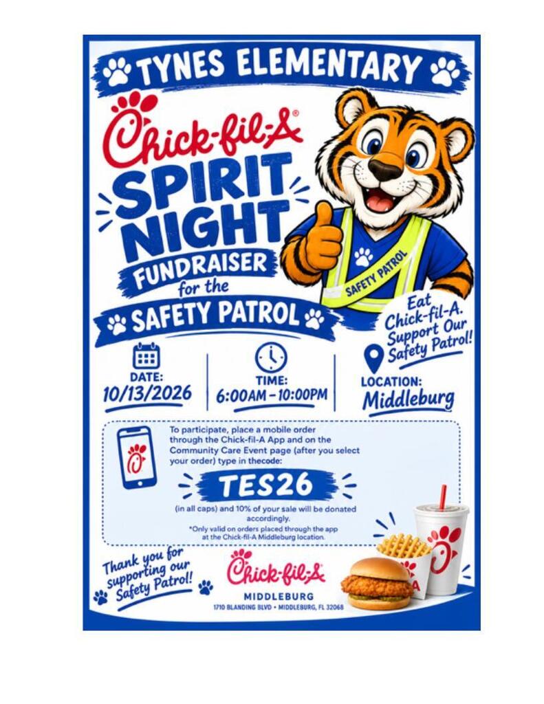 Use code TES26 when ordering from Chick-fil-A Middleburg on Oct. 13
