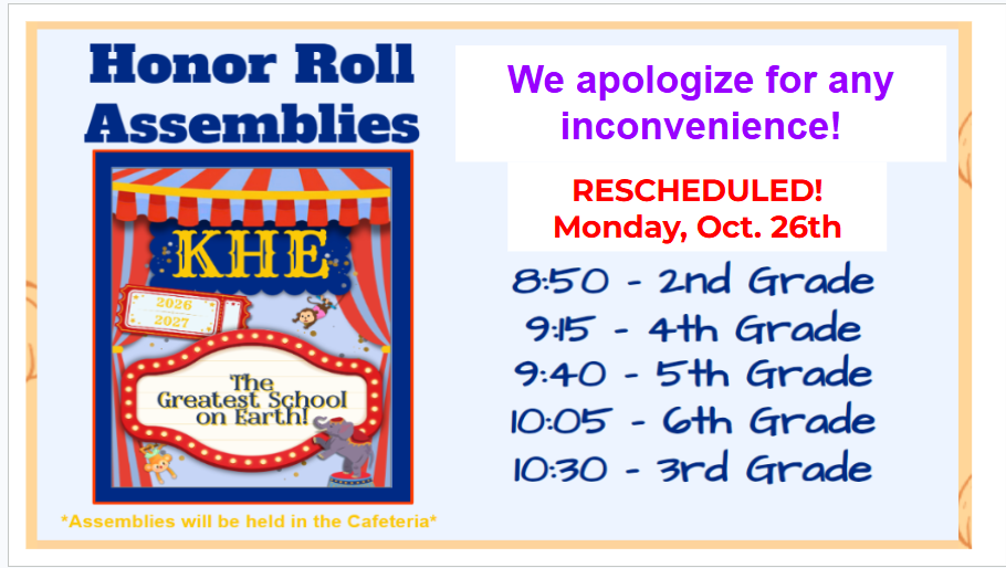 honor roll times rescheduled