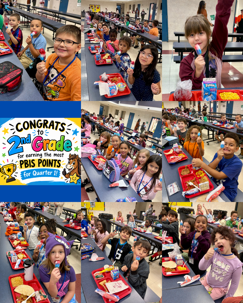 Our 2nd graders earned the most PBIS points in Quarter 1! Their hard work, positive choices, and Colt pride paid off with a sweet treat! Way to go 2nd grade! Keep making great choices and showing us what it means to be a Colt! #KeepItUpColts #PBIS #OneClay
