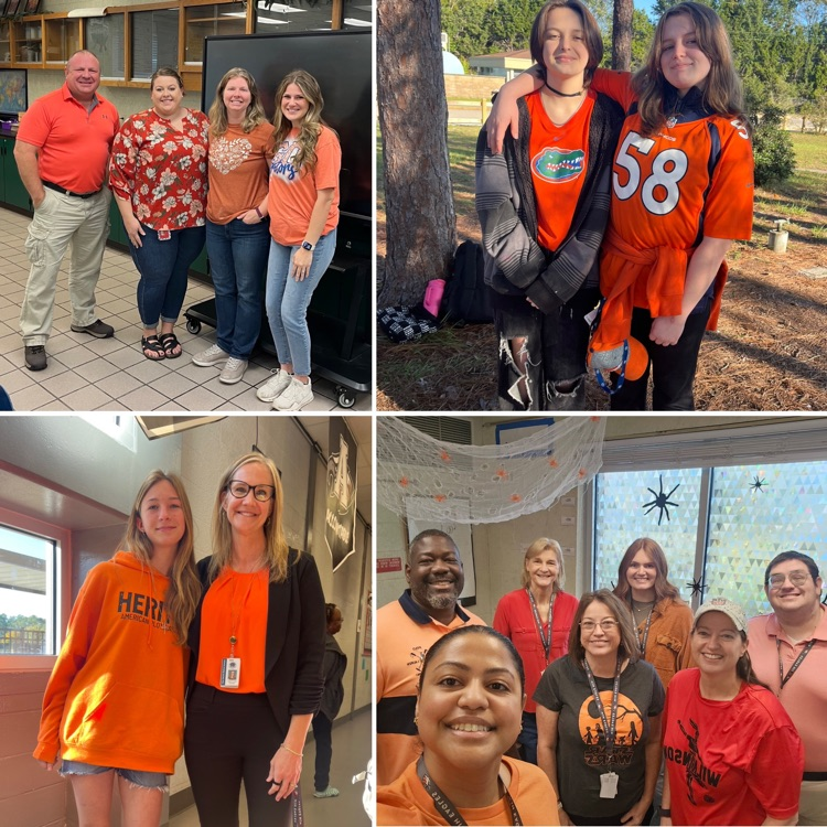 students and staff wearing orange in support of Unity Day: Antibullying.