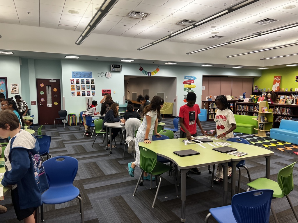 5th graders playing a game in media