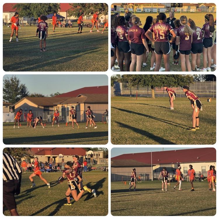 Four photos of players on a field in team uniforms, one photo shows a player running with a ball.