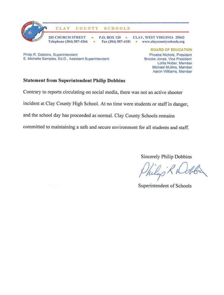 Statement from Superintendent Philip Dobbins