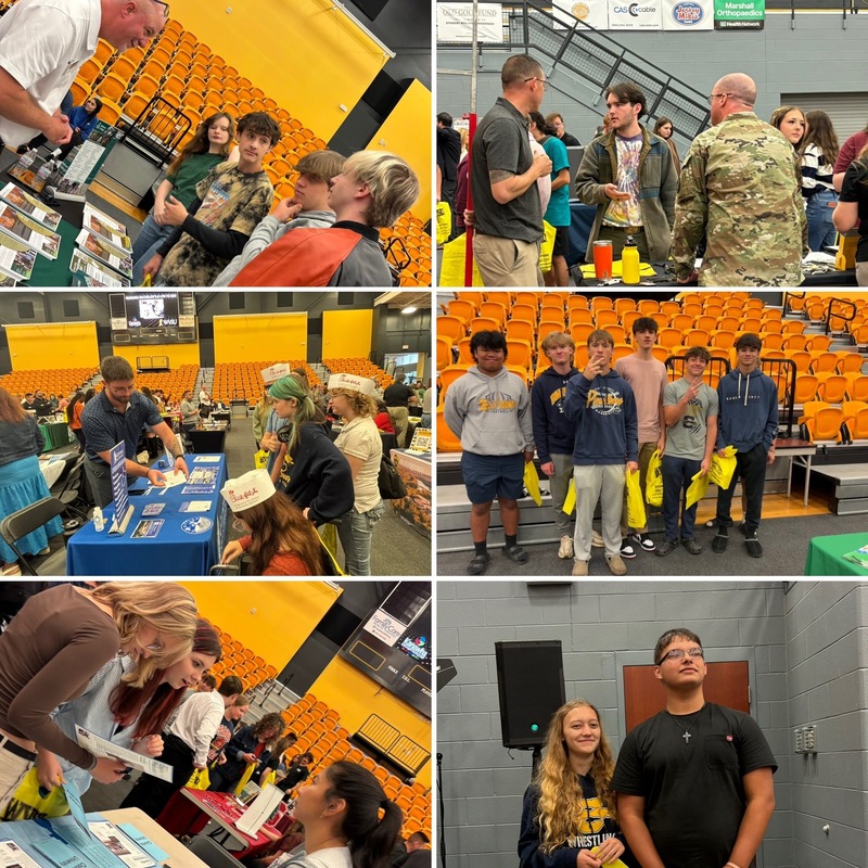 Students meeting with college and military reprsentatives