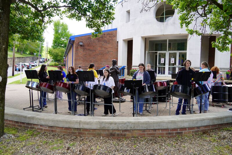 CCHS band students practicing outside