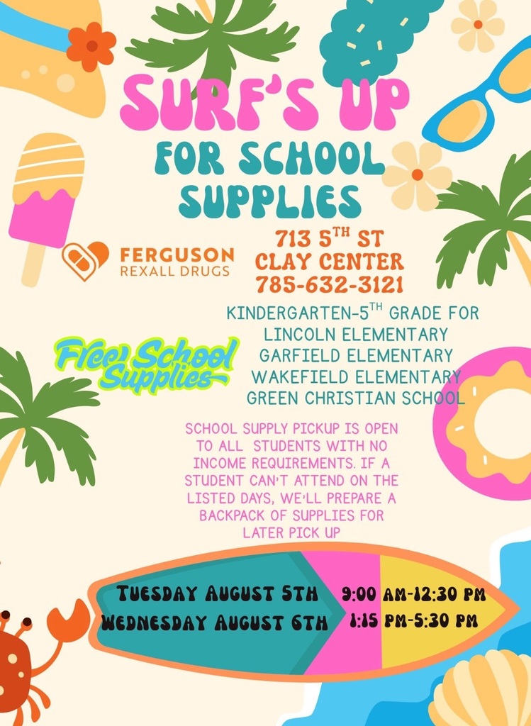 New this year! Ferguson Rexall Drugs is hosting a school supply night with NO income requirements! They would love to have every PreK-5th grade family in the district attend! #celebrate379