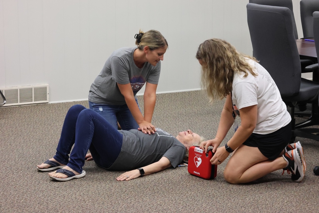 More than 50 dedicated USD 379 staff,  most of whom were outside of contract hours, met today to be trained in handling cardiac arrest situations. We have joined with Project ADAM to make each school "Heart Safe". This program enables USD 379 to offer any person who may experience a sudden cardiac arrest the best chance for survival. Each building practiced a drill today and will continue to drill throughout the year. Every building is also equipped with an AED. #celebrate379
