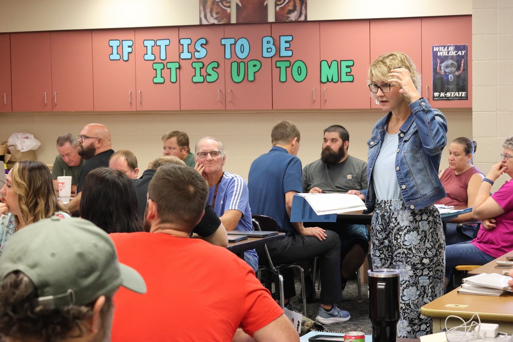 For the past two days, USD 379 teachers, paras, aides, secretaries, and custodians have been involved in the district-wide implementation of The Leader in Me, a whole-school transformation process developed by FranklinCovey Education.  The program has been used at 379 schools in the past, but it has never been a full district initiative until now. It focuses on teaching social-emotional and leadership skills, including communication, goal setting, problem-solving, and conflict resolution. This program has shown the ability to: 1. Increase Student Leadership & Academic Performance: Studies show that Leader in Me schools show increased student leadership and academic performance, including significant gains in subjects like ELA and math. 2. Improve School Culture: The program promotes a positive school environment by emphasizing respect, collaboration, and student voice, leading to higher teacher satisfaction, fewer discipline incidents, and better student attendance. 3. Empower Educators & Families: Leader in Me also equips educators with transformational leadership skills and provides resources to involve families in their children's learning. 379 families will see much more information in the coming months with this program. We are excited to see how it helps our students, staff, and schools! #celebrate379