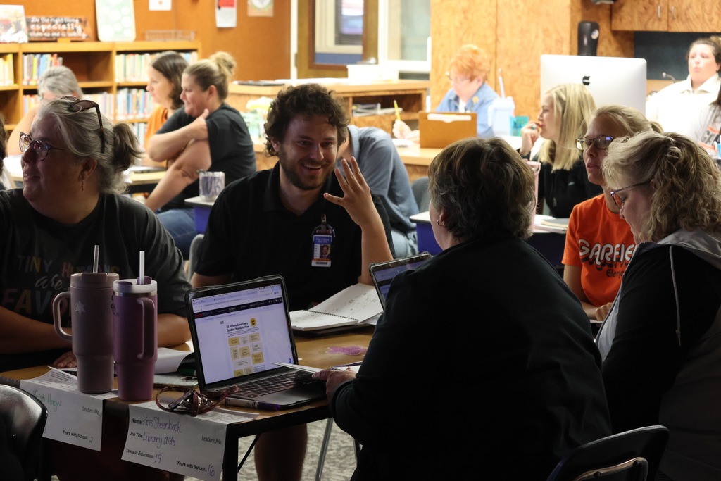 For the past two days, USD 379 teachers, paras, aides, secretaries, and custodians have been involved in the district-wide implementation of The Leader in Me, a whole-school transformation process developed by FranklinCovey Education.  The program has been used at 379 schools in the past, but it has never been a full district initiative until now. It focuses on teaching social-emotional and leadership skills, including communication, goal setting, problem-solving, and conflict resolution. This program has shown the ability to: 1. Increase Student Leadership & Academic Performance: Studies show that Leader in Me schools show increased student leadership and academic performance, including significant gains in subjects like ELA and math. 2. Improve School Culture: The program promotes a positive school environment by emphasizing respect, collaboration, and student voice, leading to higher teacher satisfaction, fewer discipline incidents, and better student attendance. 3. Empower Educators & Families: Leader in Me also equips educators with transformational leadership skills and provides resources to involve families in their children's learning. 379 families will see much more information in the coming months with this program. We are excited to see how it helps our students, staff, and schools! #celebrate379