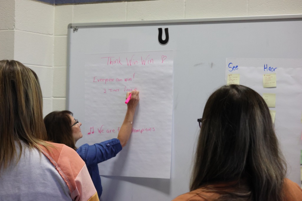 For the past two days, USD 379 teachers, paras, aides, secretaries, and custodians have been involved in the district-wide implementation of The Leader in Me, a whole-school transformation process developed by FranklinCovey Education.  The program has been used at 379 schools in the past, but it has never been a full district initiative until now. It focuses on teaching social-emotional and leadership skills, including communication, goal setting, problem-solving, and conflict resolution. This program has shown the ability to: 1. Increase Student Leadership & Academic Performance: Studies show that Leader in Me schools show increased student leadership and academic performance, including significant gains in subjects like ELA and math. 2. Improve School Culture: The program promotes a positive school environment by emphasizing respect, collaboration, and student voice, leading to higher teacher satisfaction, fewer discipline incidents, and better student attendance. 3. Empower Educators & Families: Leader in Me also equips educators with transformational leadership skills and provides resources to involve families in their children's learning. 379 families will see much more information in the coming months with this program. We are excited to see how it helps our students, staff, and schools! #celebrate379