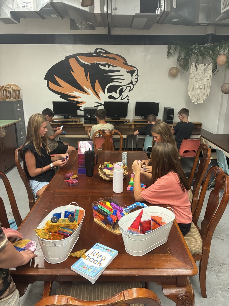 First day fun! 8th graders in Mrs. Schooley's study lab explored building figures with various manipulatives today. #celebrate379
