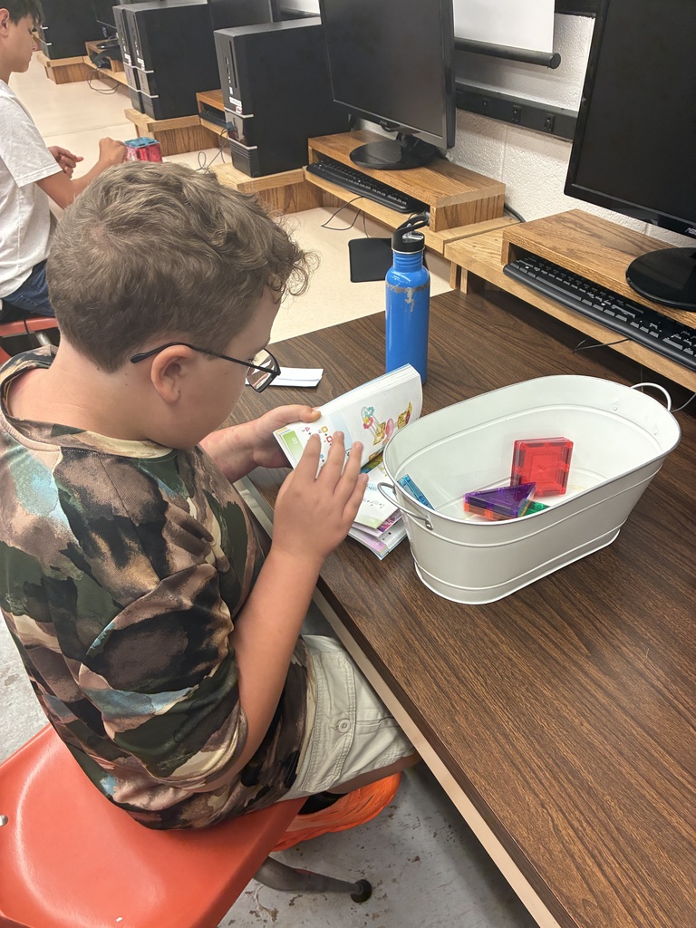 First day fun! 8th graders in Mrs. Schooley's study lab explored building figures with various manipulatives today. #celebrate379