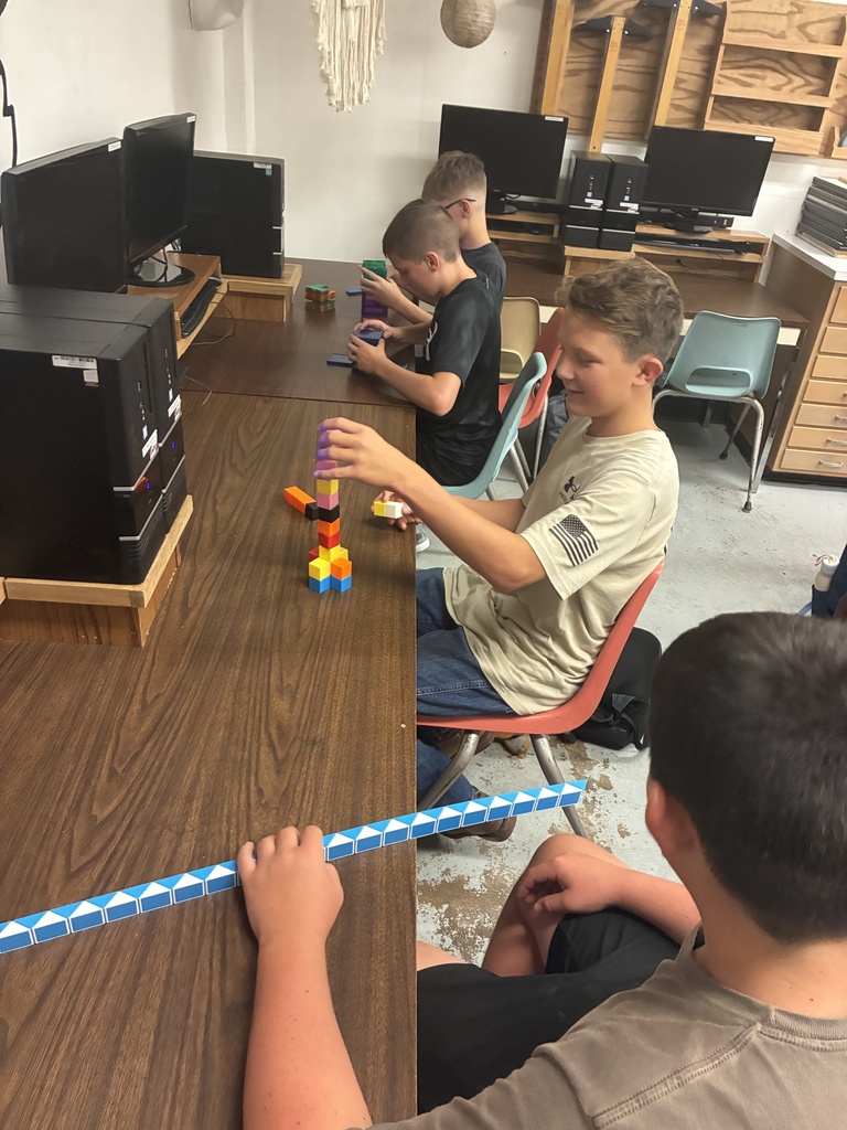 First day fun! 8th graders in Mrs. Schooley's study lab explored building figures with various manipulatives today. #celebrate379