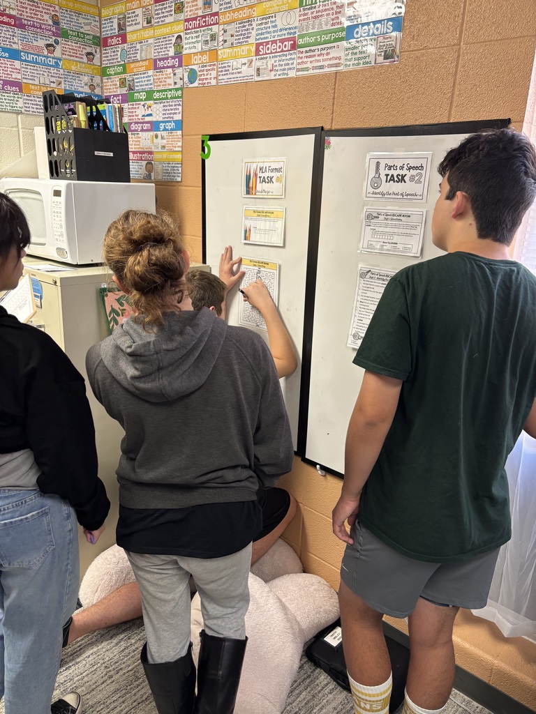 Mrs. Crabtree's High School English classes reviewed MLA format by solving an escape room as teams. Understanding how to cite sources and give authors credit is critical for success in high school writing as well as for college and career readiness.  These kids were rocking it! #celebrate379