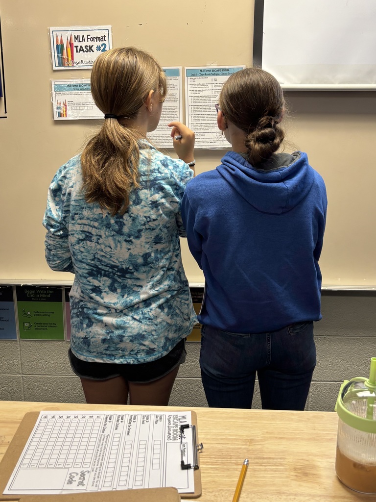 Mrs. Crabtree's High School English classes reviewed MLA format by solving an escape room as teams. Understanding how to cite sources and give authors credit is critical for success in high school writing as well as for college and career readiness.  These kids were rocking it! #celebrate379