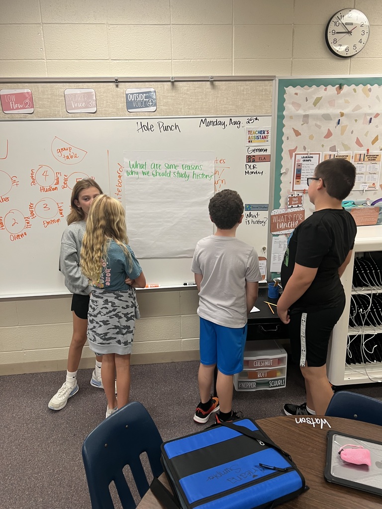 This week in Mrs. Chestnut’s 5th grade social studies classes, students are diving deep into two big questions: “What is a historian?” and “Why do we study history?” 🕰️ Today, they took part in a gallery walk where they explored thought-provoking questions, sparked meaningful discussions, and made connections that brings the past to life. We love watching their curiosity and critical thinking grow! 👏📚 #celebrate379