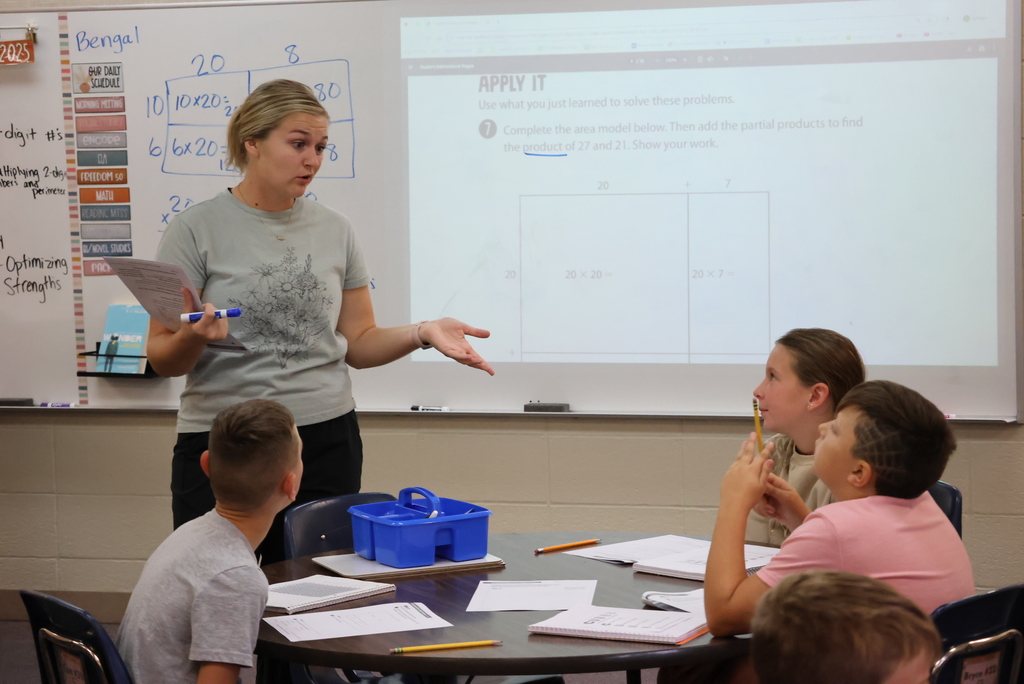 5th grade has a different look this year, with Mrs. Knepper and Ms. Bott added to the mix with Mrs. Chestnut and Mrs. Schurle.  Mrs. Chestnut is the social studies teacher, and Mrs. Schurle is the science teacher. They see all students throughout the year.   Ms. Bott and Mrs. Knepper are the math teachers. Students have math every day, and they rotate between science and social studies throughout the year. #celebrate379