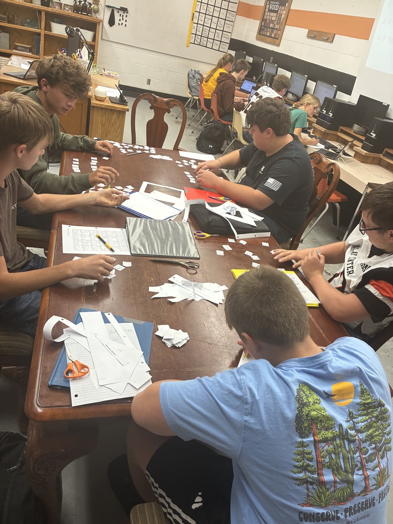 Mrs. Schooley's CAD I students were matching 3D figures to their orthographic drawings today. CAD II and III students were learning how to create straight and curved walls using Building Information Modeling software called Revit.  #celebrate379