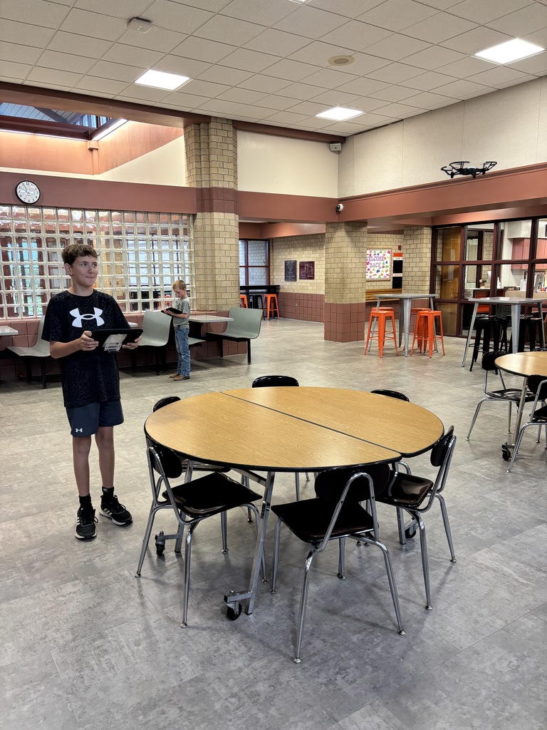 Mr. Lane's 7th grade computers/technology students have been putting their brains to the test this past week! First, they built bridges using a limited "budget" to see which structures could hold a stack of books. Then, they took to the air with their drones! The assignment was to code the drones to fly around the school filming each area, which then would turn into a virtual tour of the building.  #celebrate379