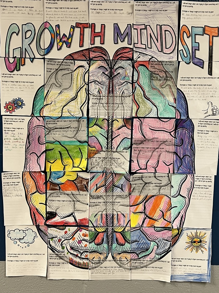Mrs. Cott has been focusing her counseling lessons on building a growth mindset. After learning about ways our brain grows through overcoming challenges and adversity, students made a collage of strategies that help them persevere and develop grit. #celebrate379