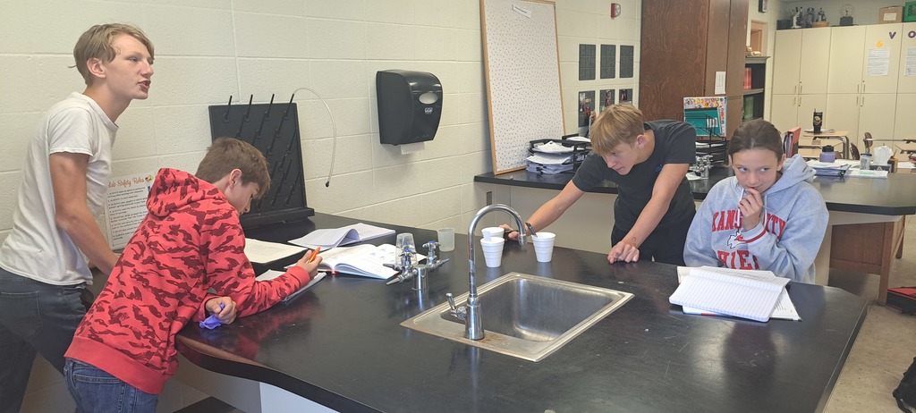 Mrs. Trembath's 8th grade science class has been learning about the transfer of Energy. Today, they experimented with thermal energy. They concluded that thermal energy is transferred from the hot particles to the cold particles. #celebrate379