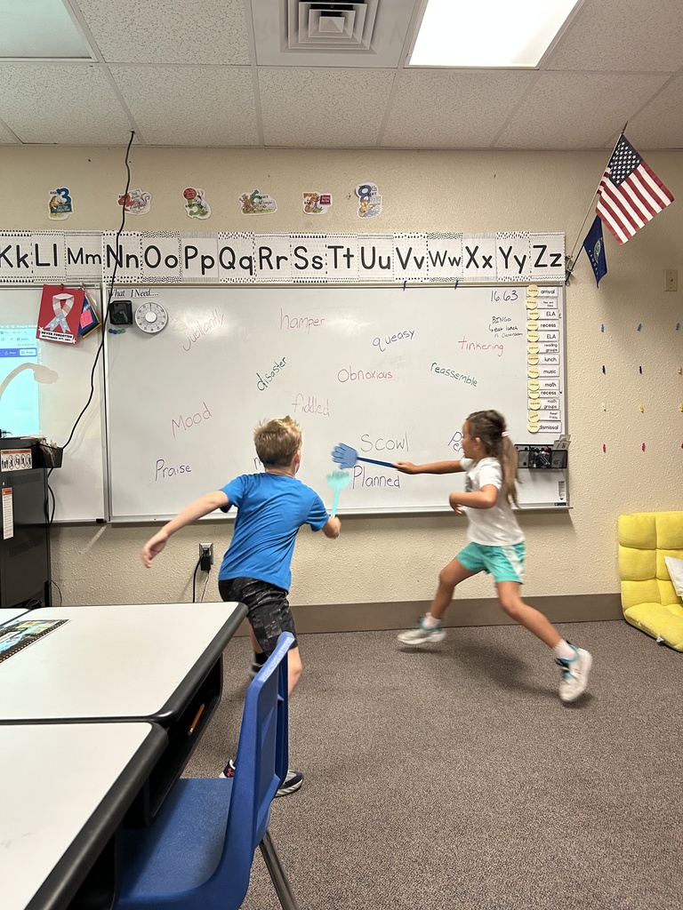 At the end of last week, Mrs. Koppe's 2nd graders put their vocabulary skills to the test with one of their favorite games — Swat the Word! Mrs. Koppes shares a definition or example, and students race to "swat" the correct vocab word on the board.  It’s fast, fun, and full of teamwork — plus a great way to review all the words they have learned through the week! #celebrate379
